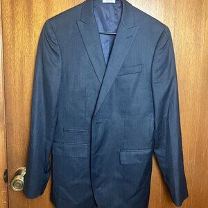 JF J. Ferrar Suit Coat Slim Fit Navy Blue Pinstripe Blazer Size 38R